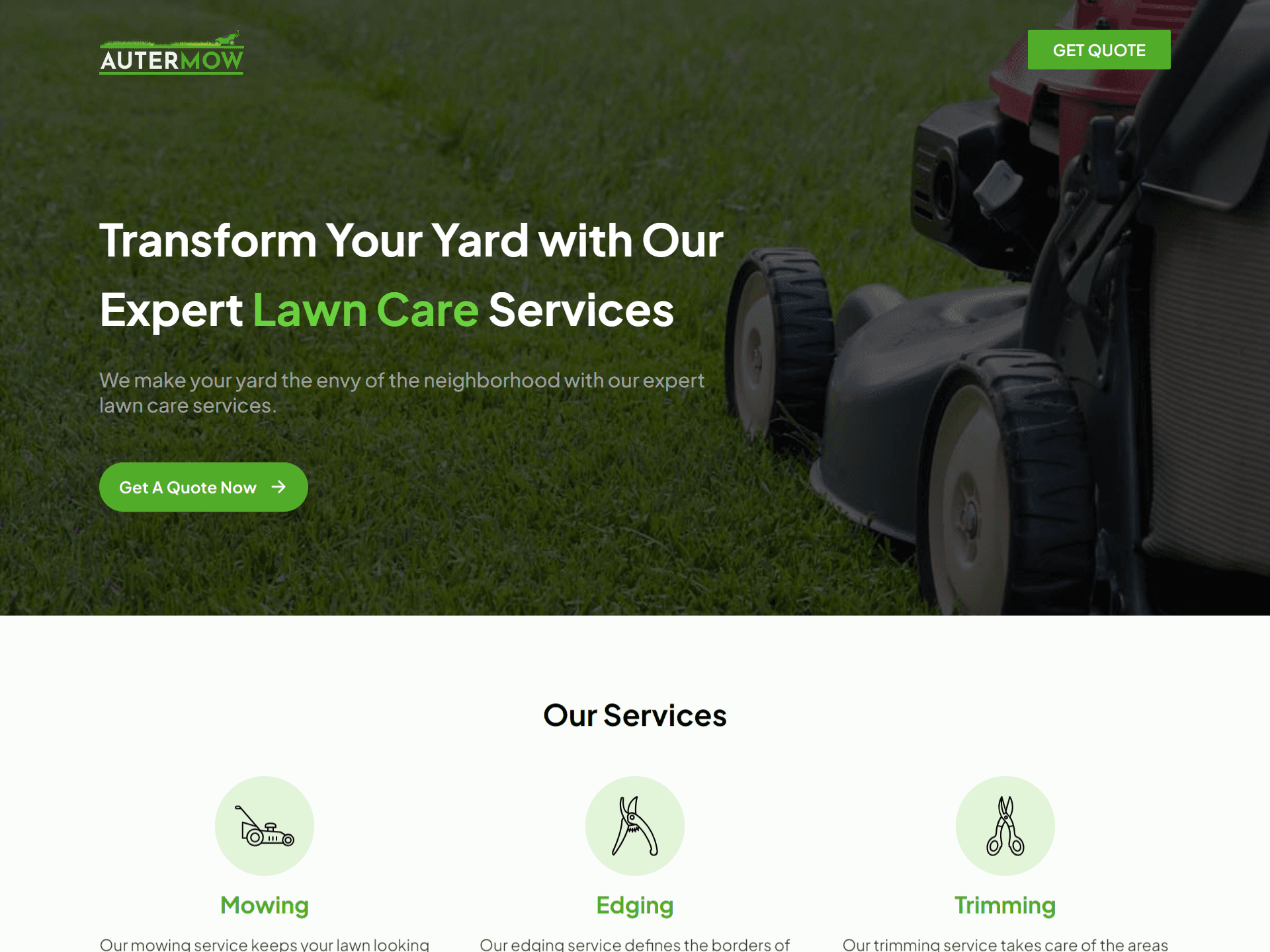 Autermow - Lawn Care Service Landing Page